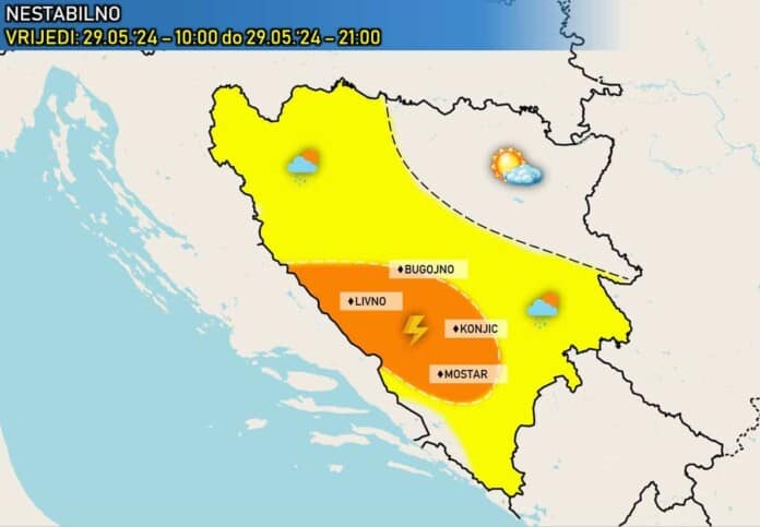 Kakvo nas vrijeme očekuje danas? – Kiše malo manje, ali nevrijeme je u pojedinim dijelovima i dalje moguće