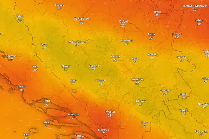 Posljednji je dan vrelog talasa nakon kojeg nam slijede pad temperatura i padavine