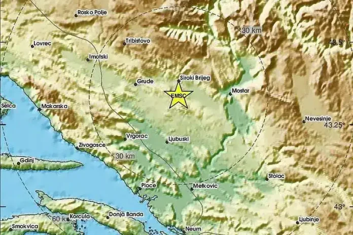 Zemljotres jutros pogodio šire područje Mostara