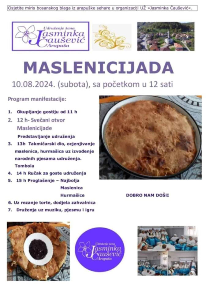 Ne propustite Maslenicijadu u Arapuši,subota, 10.08.2024.