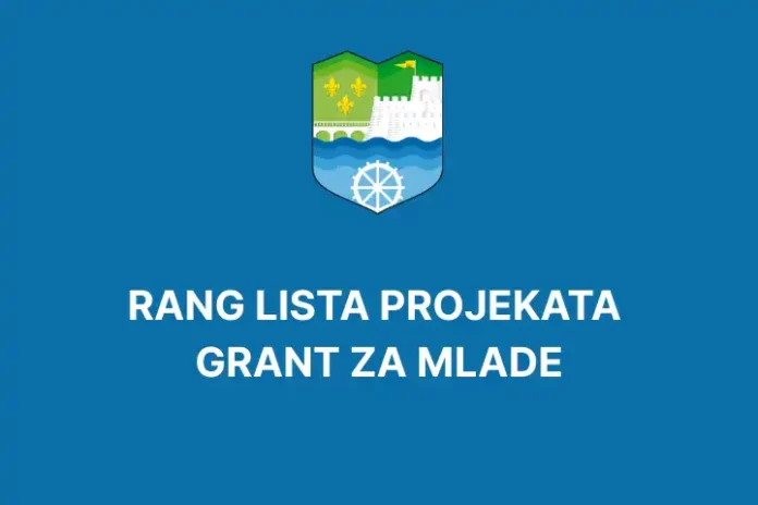 Škummerna slika Grada Krušnice sa gradskim grbom i natpisom o rang listi projekata za mlade.
