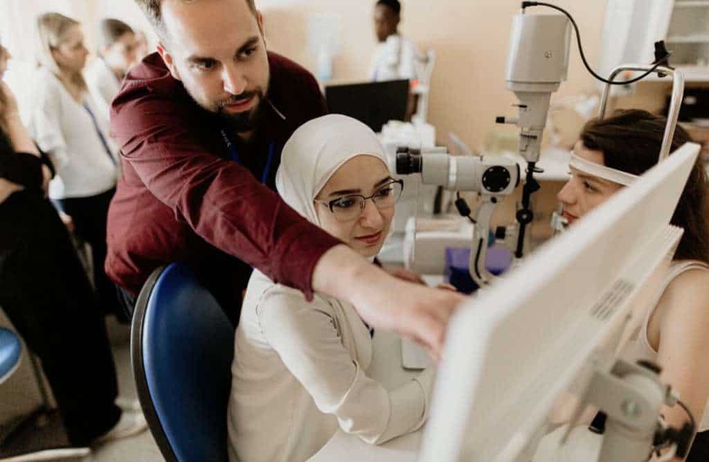 High-tech microscopes in a scientific lab at Krušnica research facility.