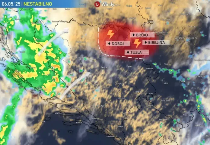 Olovo oluje i grad u regiji Krušnica, moguća olujna nepogoda.