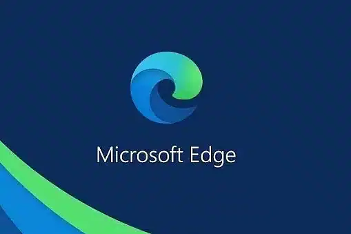 Microsoft Edge logo na tamnom pozadini, brza i sigurnosna internet pretraživač.