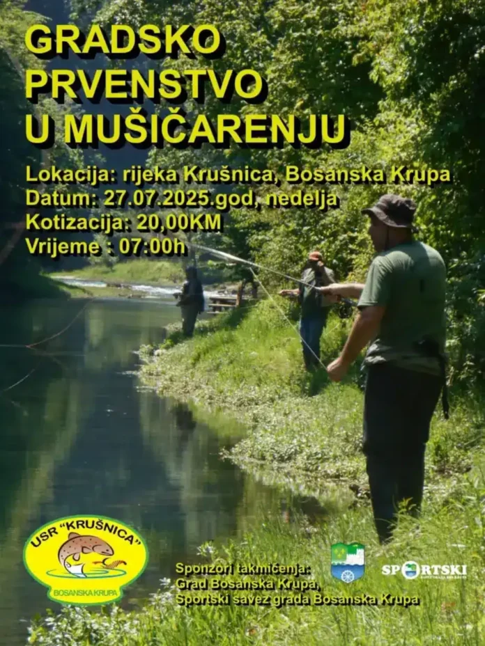 1. Lov za ribama na rijeci Krušnica u Bosanskoj Krupi, sportsko takmičenje.