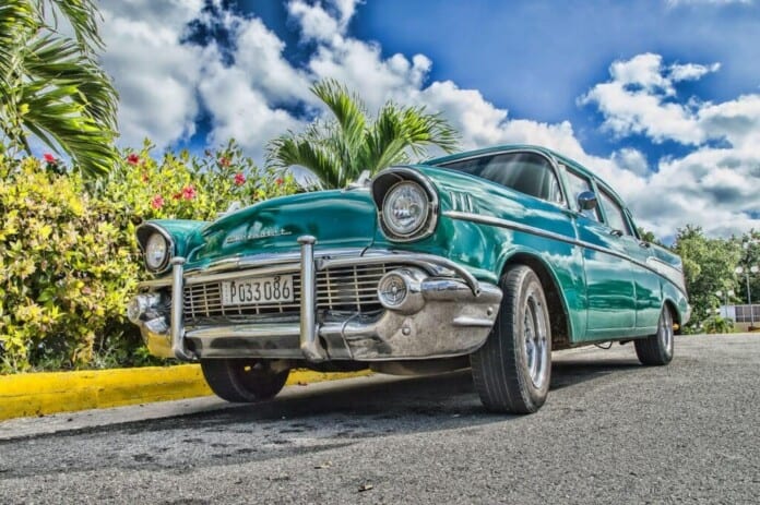 blue sedan