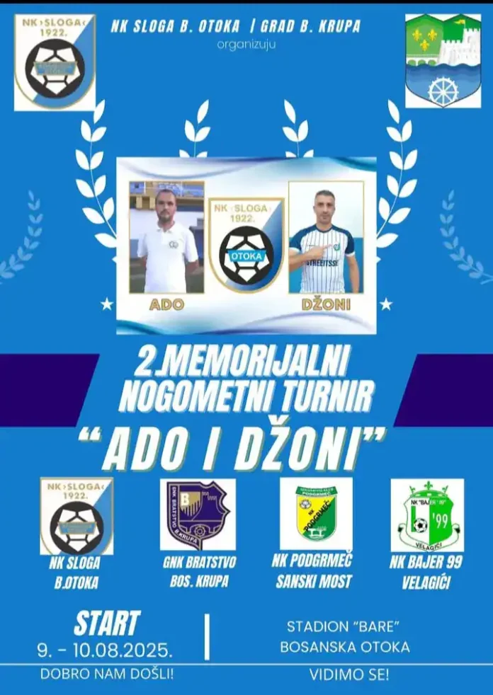 Memorijalni nogometni turnir "Ado i Džoń" u Bosanskoj Otoci ikona,poznate ekipe, sportski događaj, stadion "Bare".