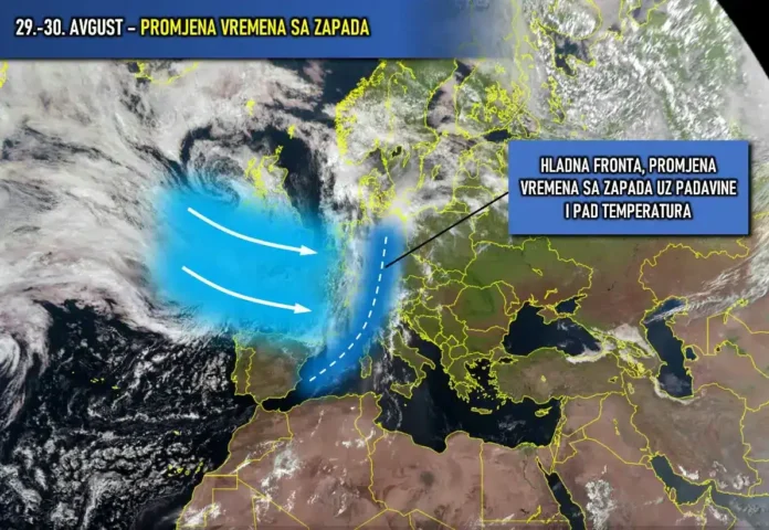 Hladna fronta, promjena vremena sa zapada uz pad temperature.
