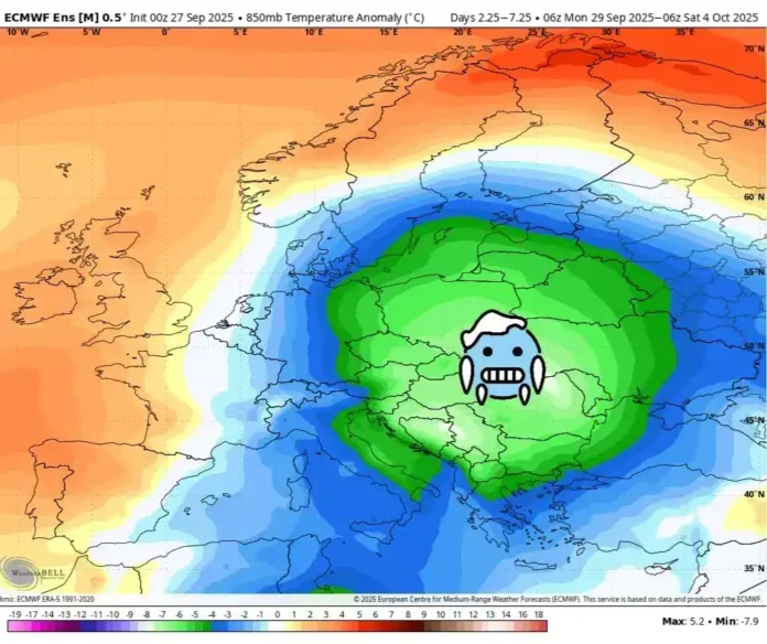 Središnja Europa pod klimatskim utjecajem, alarm za hladne temperature i ekstremne vremenske uvjete.