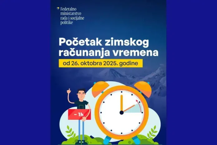 Novi zimskog računanja vremena od 26. oktobra 2025. godine.