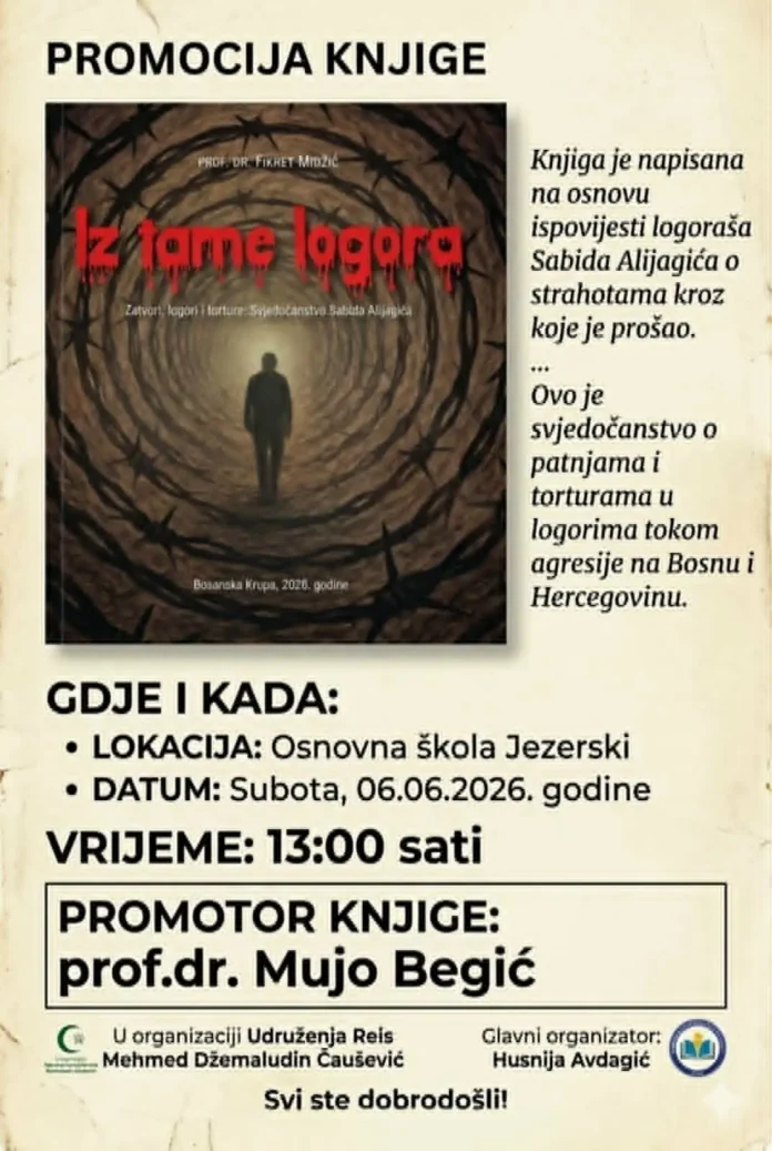 Pridružite nam se na promociji knjige „Iz tame logora“ u Jezerskom, 6. juna 2026. godine. Svjedočimo o prošlosti.