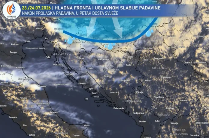 Krušnica i okolne planine tokom hladne fronte u julu.