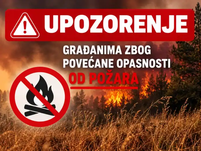 Upozorenje na opasnost od požara zbog visokih temperatura i suhog bilja.