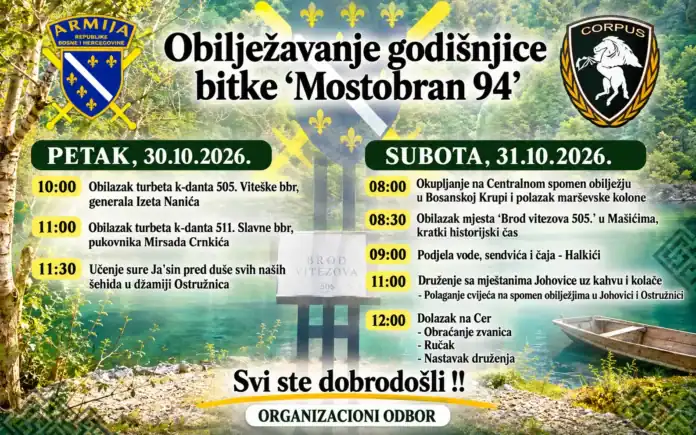 Godišnjica bitke „Mostobran 94“ – Program obilježavanja u Bosanskoj Krupi